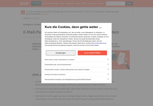 
                            8. E-Mail-Passwort ändern: So geht's bei allen Anbietern - CHIP