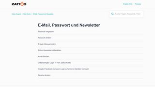 
                            11. E-Mail, Passwort & Newsletter – Zattoo Support