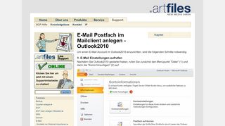 
                            4. E-Mail Postfach im Mailclient anlegen - Outlook2010 - Artfiles GmbH ...