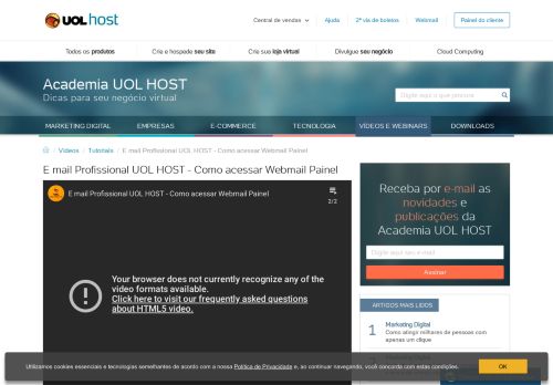 
                            10. E mail Profissional UOL HOST - Como acessar Webmail Painel ...