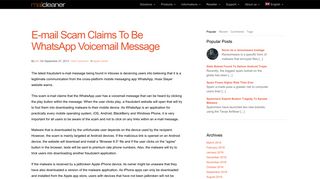 
                            11. E-mail Scam Claims To Be WhatsApp Voicemail Message - MailCleaner