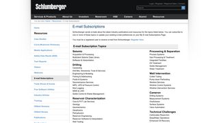 
                            3. E-mail Subscriptions | Schlumberger