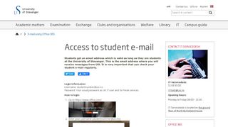 
                            6. E-mail using Office 365 - IT - University of Stavanger ... - Student UiS