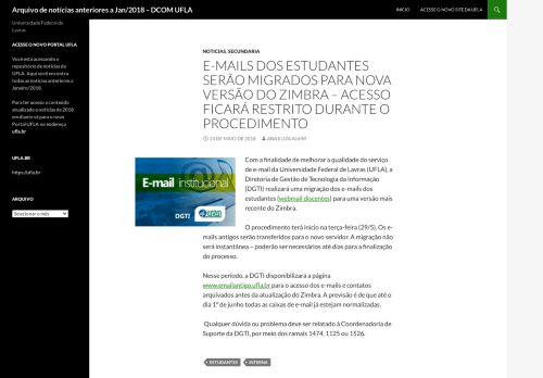 
                            2. E-mails dos estudantes serão migrados para nova versão do zimbra ...