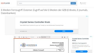 
                            7. E-Medien Fernzugriff. Externer Zugriff auf die E-Medien der ÄZB (E ...