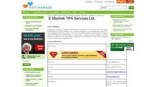 
                            10. E Meditek TPA Services Ltd. - Contact Details - Medimanage