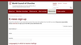 
                            1. E-news sign-up — World Council of Churches