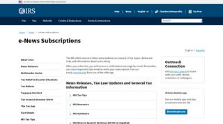 
                            3. e-News Subscriptions | Internal Revenue Service - IRS.gov