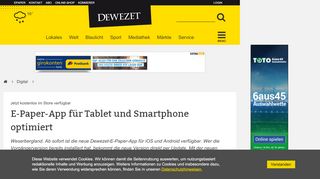 
                            8. E-Paper-App für Tablet und Smartphone optimiert - Dewezet