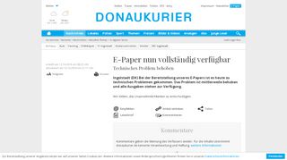 
                            4. E-Paper nun vollständig verfügbar - Donaukurier