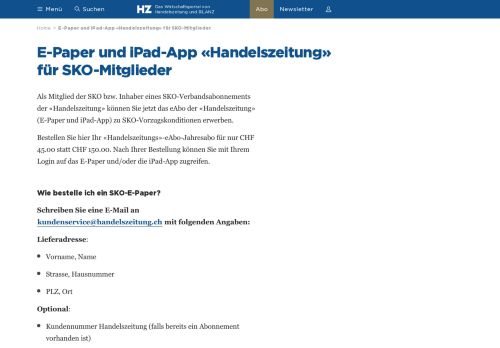 
                            9. E-Paper und iPad-App «Handelszeitung» für SKO-Mitglieder ...