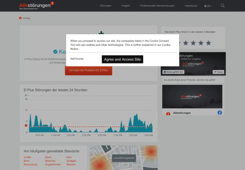 
                            2. E-Plus Störung oder kein Netz? Aktuelle Probleme und Störungen ...
