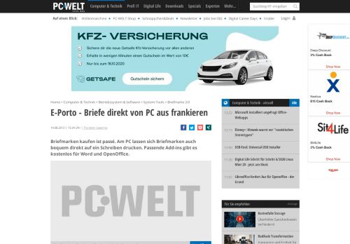 
                            12. E-Porto - Briefe direkt von PC aus frankieren - PC-WELT