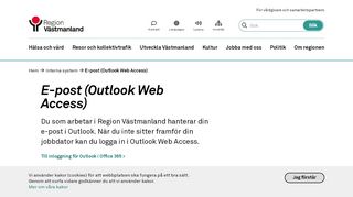 
                            8. E-post (Outlook Web Access) - Region Västmanland