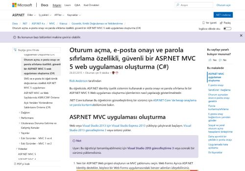 
                            4. E-posta onayı ve parola sıfırlama (C#) oturum açma, güvenli bir ASP ...