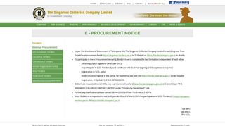 
                            13. E-Procurement Tenders - The Singareni Collieries Company Limited ...