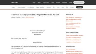 
                            5. e-Services for Employees (ESE) – Register Mobile No. for OTP ...