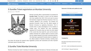 
                            9. E-Suvidha Ticket registration - Mumbai University | Getentrance