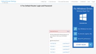 
                            10. E Tec Default Router Login and Password - Clean CSS