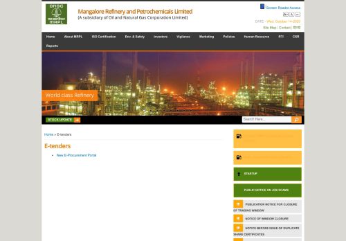 
                            10. E-tenders | Mangalore Refinery and Petrochemicals Limited