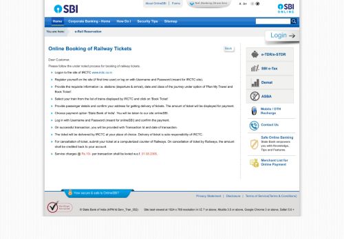 
                            10. E-tickets - State Bank of India - Personal Banking