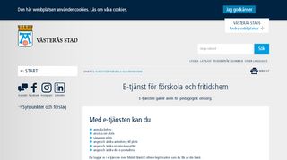 
                            5. E-tjänst för förskola och fritidshem - Västerås