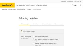 
                            4. E-Trading bestellen | PostFinance