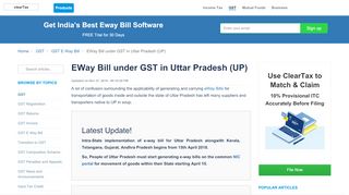 
                            6. E-way Bill UP - Eway Bill under GST in Uttar Pradesh - ClearTax