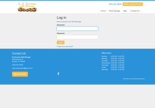 
                            6. E-Z Access Self Storage: Log in