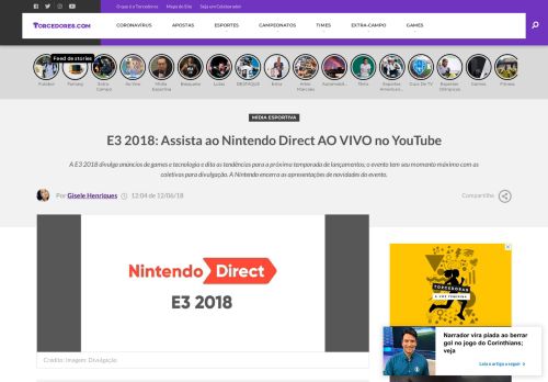 
                            4. E3 2018: Assista ao Nintendo Direct AO VIVO no YouTube