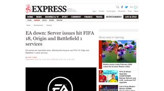 
                            12. EA down: Server issues hit FIFA 18, Origin and Battlefield 1 services ...