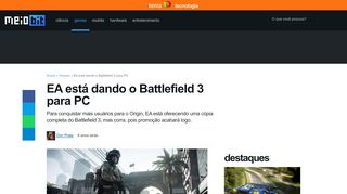 
                            13. EA está dando o Battlefield 3 para PC - Meio Bit