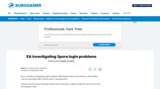 
                            10. EA investigating Spore login problems • Eurogamer.net