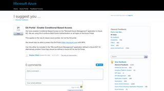 
                            13. EA Portal - Enable Conditional Based Access – Customer Feedback ...