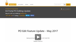 
                            5. EA Portal PO Editing Update | Enterprise Azure Portal | Channel 9