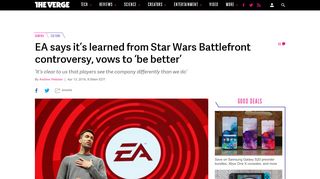 
                            9. EA says it's learned from Star Wars Battlefront controversy, vows to 'be ...