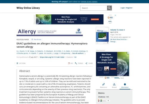 
                            13. EAACI guidelines on allergen immunotherapy: Hymenoptera venom ...