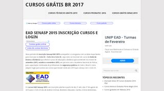 
                            7. EAD SENASP 2015 INSCRIÇÃO CURSOS E LOGIN | Cursos Grátis ...