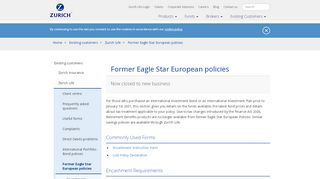 
                            9. Eagle Star European policies | Zurich Life