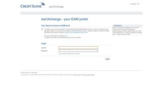 
                            4. EAM tools Login selection: Credit Suisse