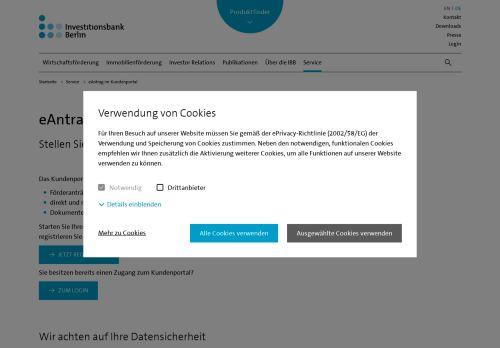 
                            13. eAntrag: Förderanträge online bearbeiten - Investitionsbank Berlin