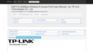 
                            11. EAP110 300Mbps Wireless N Access Point User Manual _rev TP-Link ...
