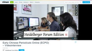 
                            10. Early Chinese Periodicals Online (ECPO) – Videointerview on Vimeo