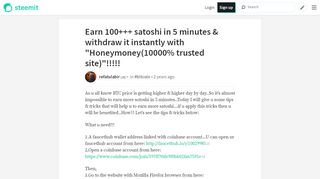 
                            7. Earn 100+++ satoshi in 5 minutes & withdraw it instantly with - Steemit