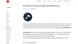 
                            9. Earn Bitcoin for Solving Captcha (Kolotibablo.com) • Newbium