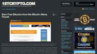 
                            5. Earn Free Bitcoins from the Bitcoin Aliens Faucet - 1stCrypto.com