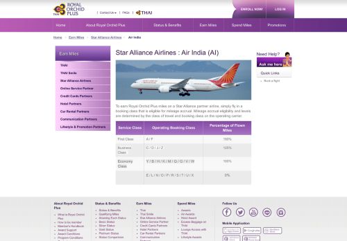 
                            13. Earn Miles | Air India (AI) - Thai Airways