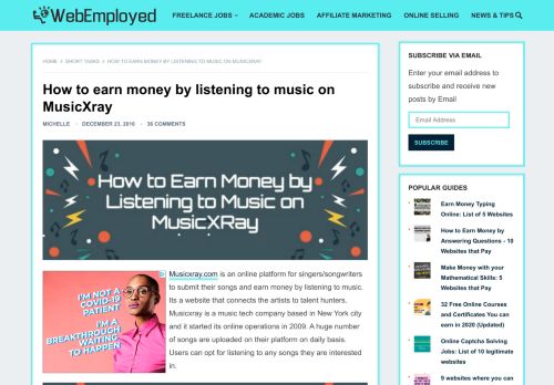 
                            8. Earn Money by Listening to Music on MusicXray - WebEmployed