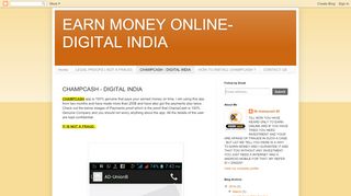 
                            8. EARN MONEY ONLINE- DIGITAL INDIA: CHAMPCASH - DIGITAL INDIA