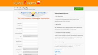 
                            3. Earn Money Online - Registration Account - RupeeInbox.com